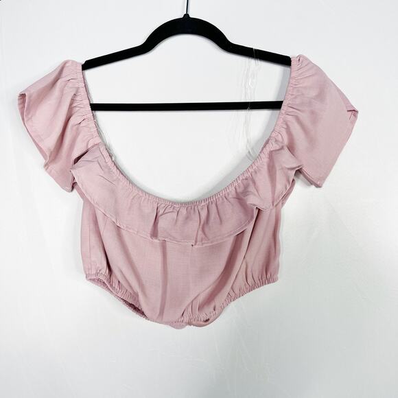 Cloud Ten Pink Lilac Off The Shoulder Top & Ruffled Shorts 2 Piece Set Small S - Picture 3 of 13
